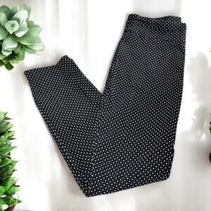 Joe B By Joe Benbasset Polka Dot Pull On Pants Sz L Black White Stretch Career
